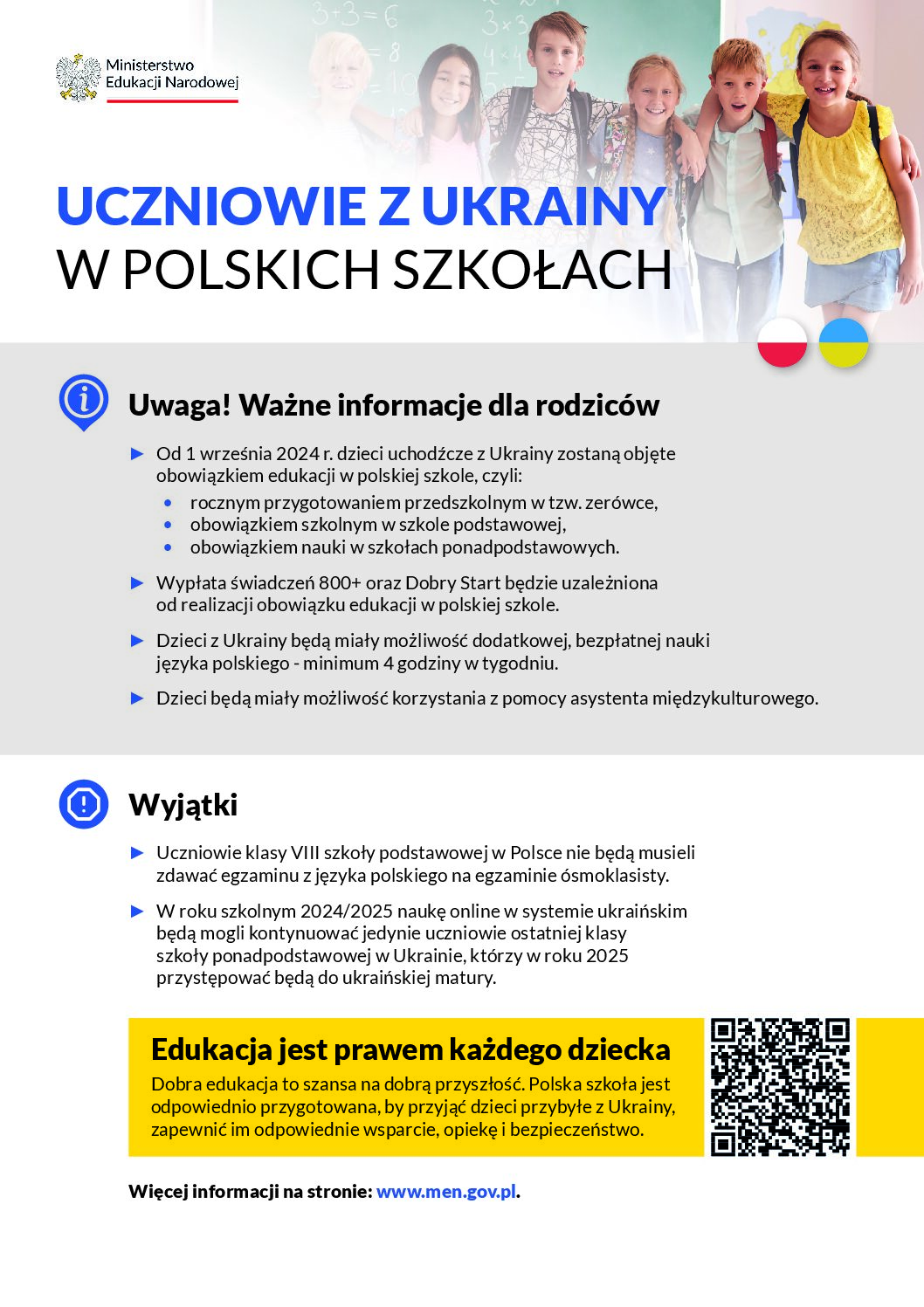 Read more about the article UCZNIOWIE Z UKRAINY W POLSKICH SZKOŁACH